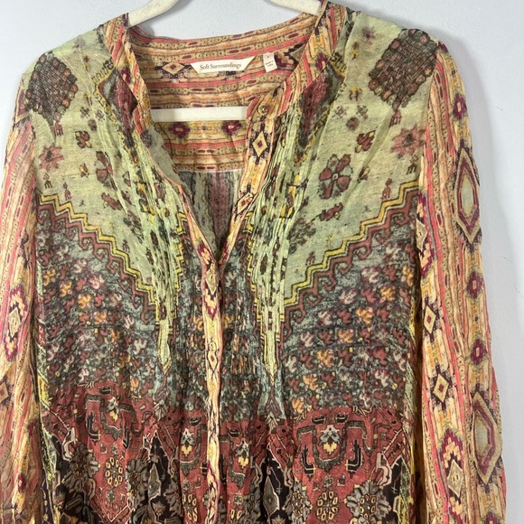 Soft Surroundings Makara Tunic Top Aztec Boho Western Blouse Small - Picture 3 of 7